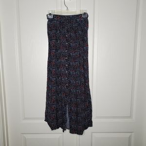 Floral Navy Maxi Skirt with Waist Tie